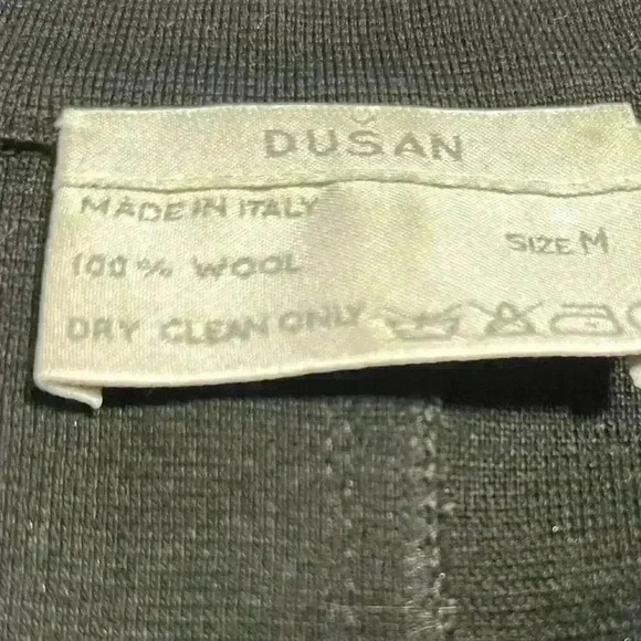 Dusan Wool Open Front Blazer Cardigan Size Medium Black Capsule Classic Italy - Picture 3 of 4